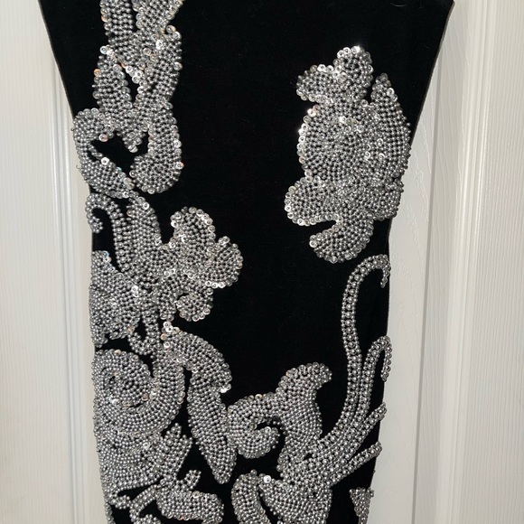 PlAttitudes by Debra Black Beaded Spandex fitted Mini Dress GORGEOUS Sz. S - Picture 9 of 10